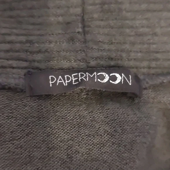 Papermoon Dark Olive Green Open Front Cardigan Wrap Sweater Size M - Picture 8 of 9